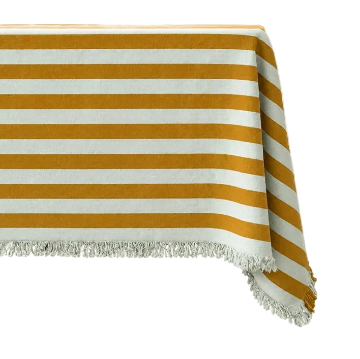 Lido Stripe Tablecloth in Sole
