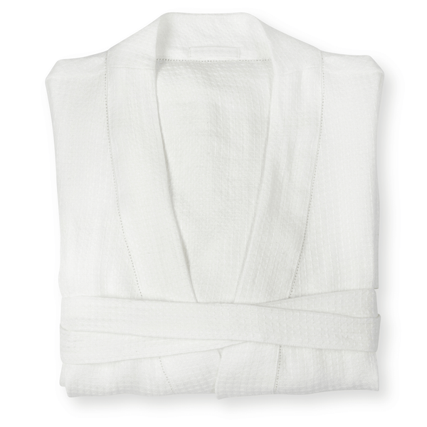 Liège Robe in Ivory White Waffle with White Hemstitch