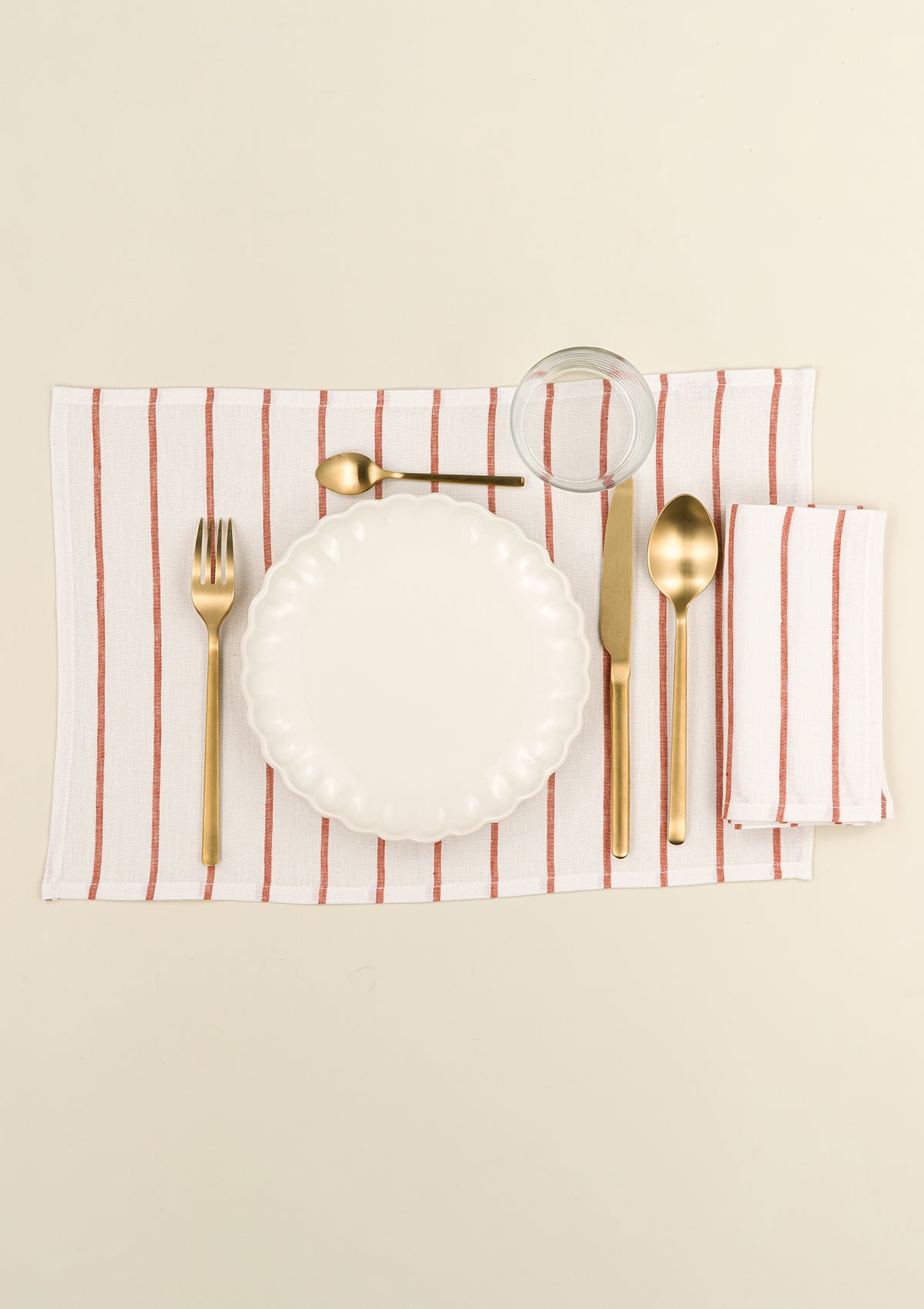 The Orange & White Stripes Linen Napkins (Set of 2)