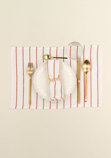 The Orange & White Stripes Linen Napkins (Set of 2)