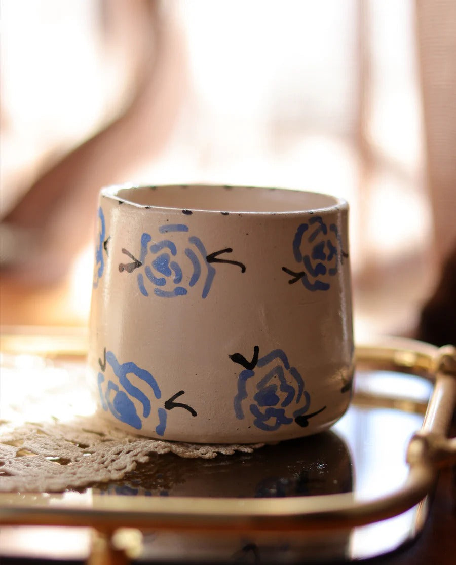 Handcrafted Roses Mug SET of 4