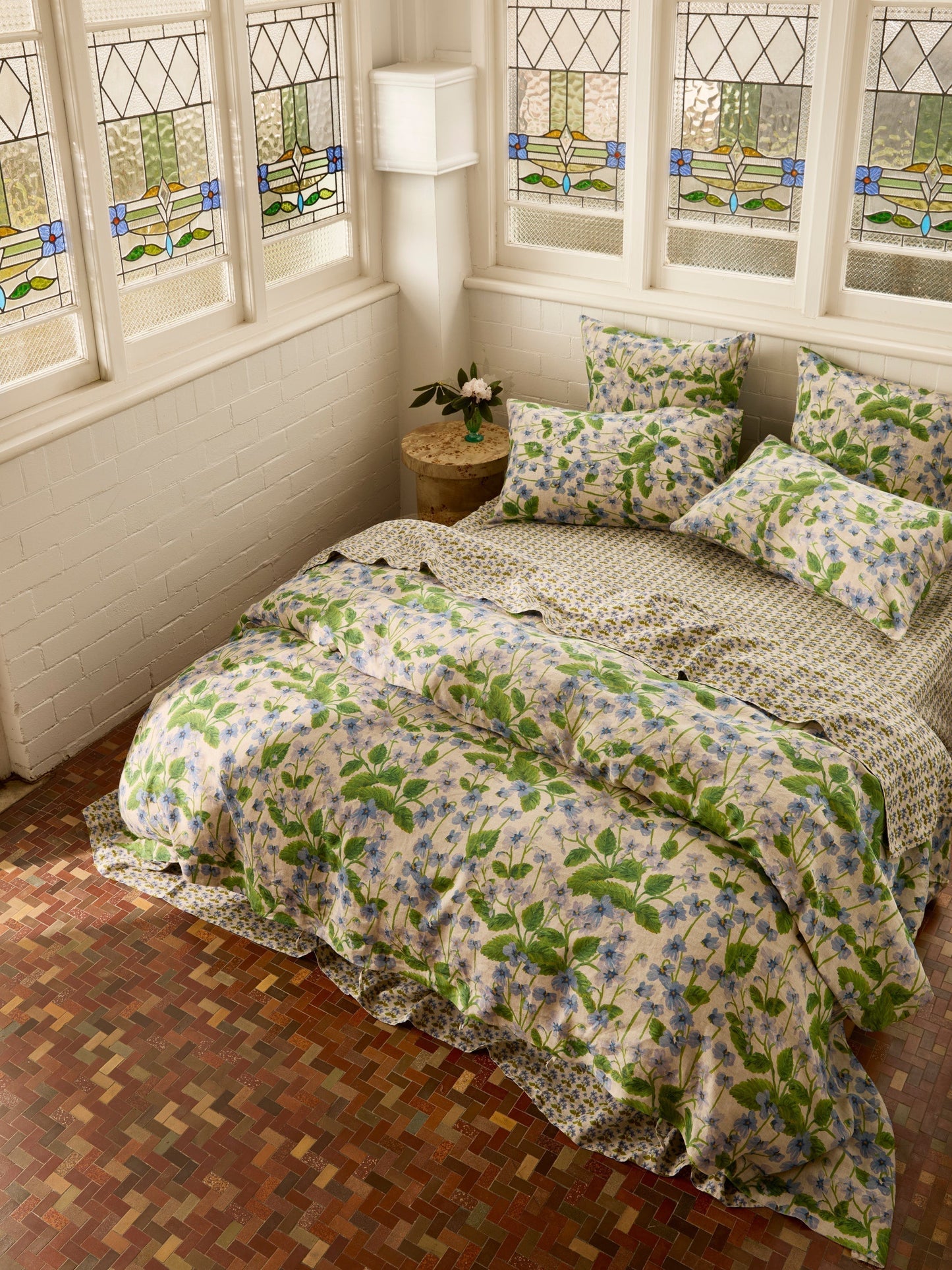 Petit Madeline Blue Linen Flat Sheet