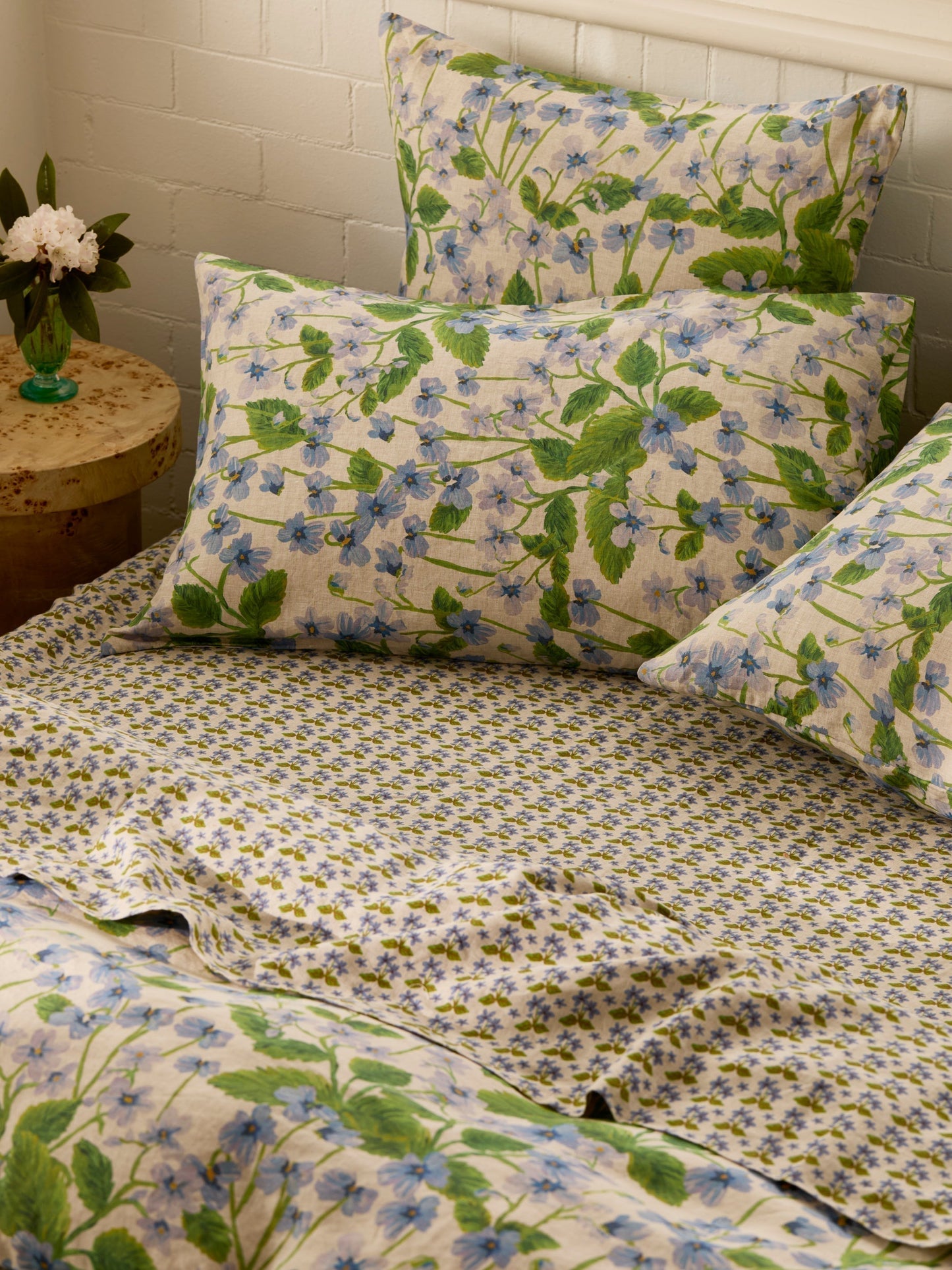 Lilas Blue Linen European Pillowcases