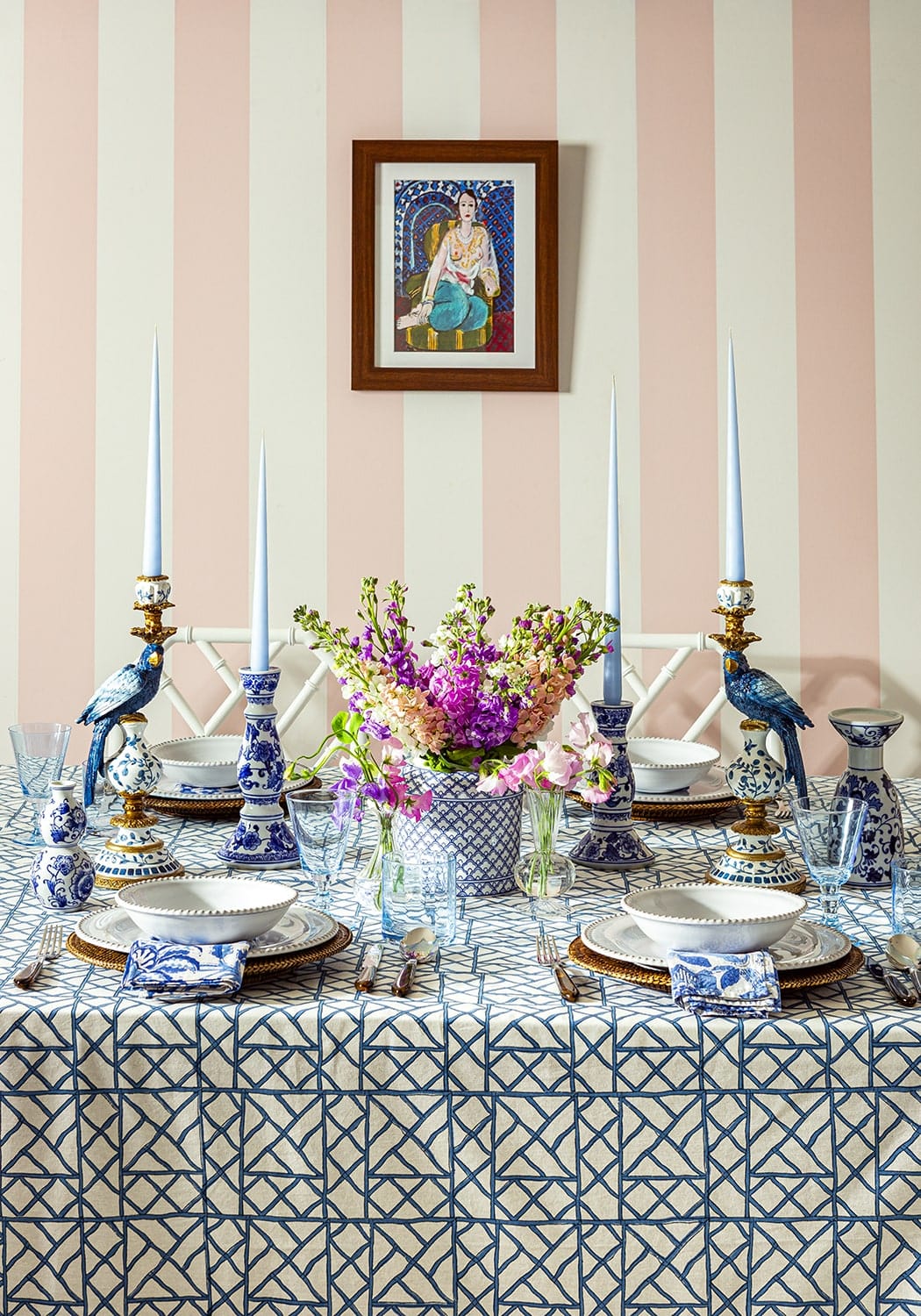 Lily's Blue Bamboo Breeze Tablecloth - Casa by Josephine Jenno