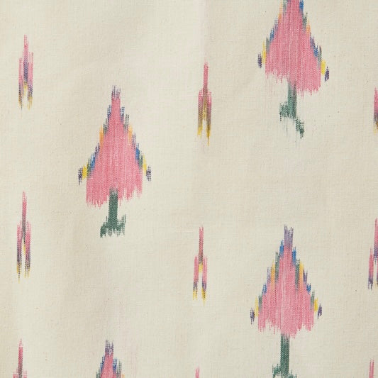 Pattern of colorful abstract shapes on a beige background