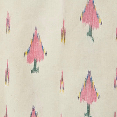 Pattern of colorful abstract shapes on a beige background