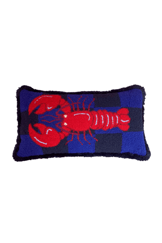 Lobster Cushion - Blue Checked