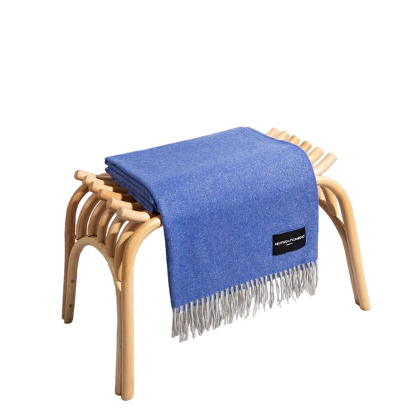 Love Stories - 100% Cashmere Blanket - Cobalt Blue & French Grey Reversible - Heating & Plumbing London - Throw