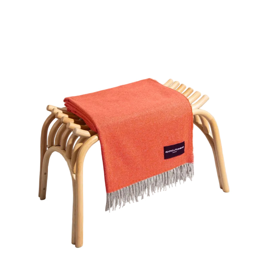 Love Stories - 100% Cashmere Blanket - Tangerine - Heating & Plumbing London - Throw