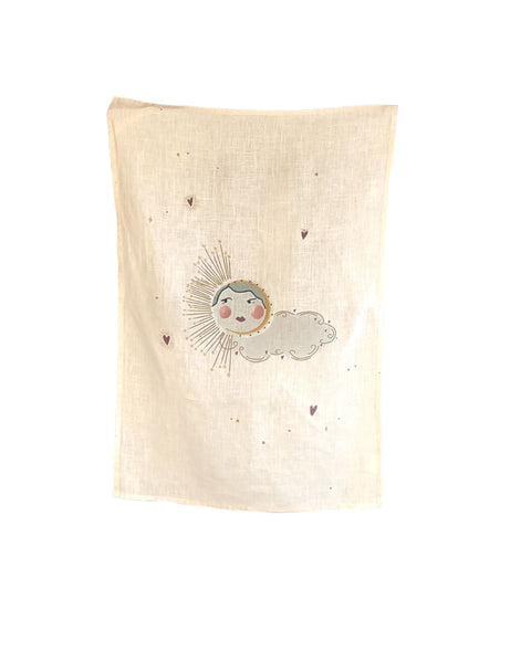 Linen Tea Towel "Love Sun"