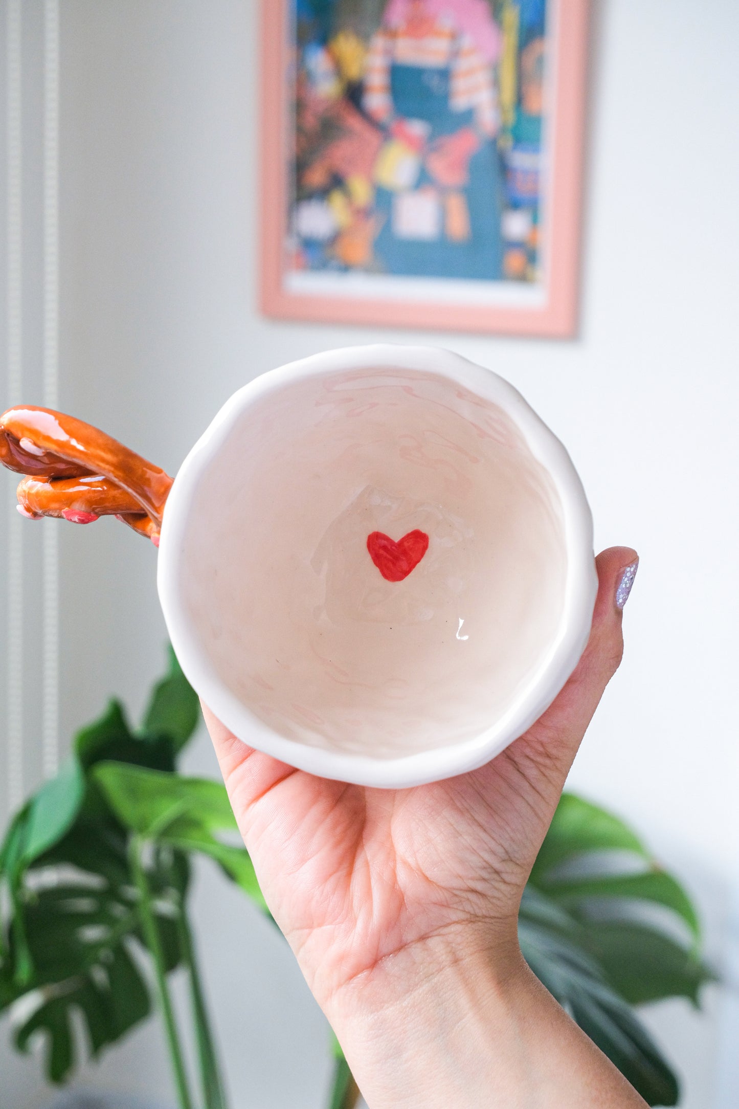 Handmade Ceramic Love Pretzel Mug