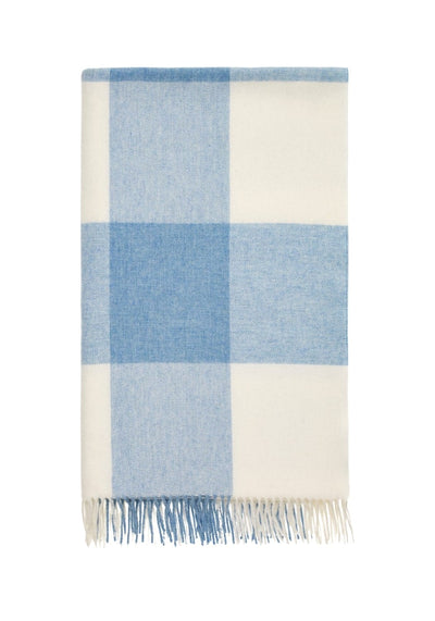 Lucy's Sky Blue Checker Merino Throw Blanket - Casa by Josephine Jenno