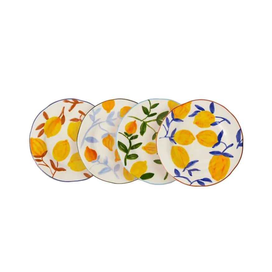 Buds in May — Hand-Painted Lunch Plates Inspired by Matisse Set of 4