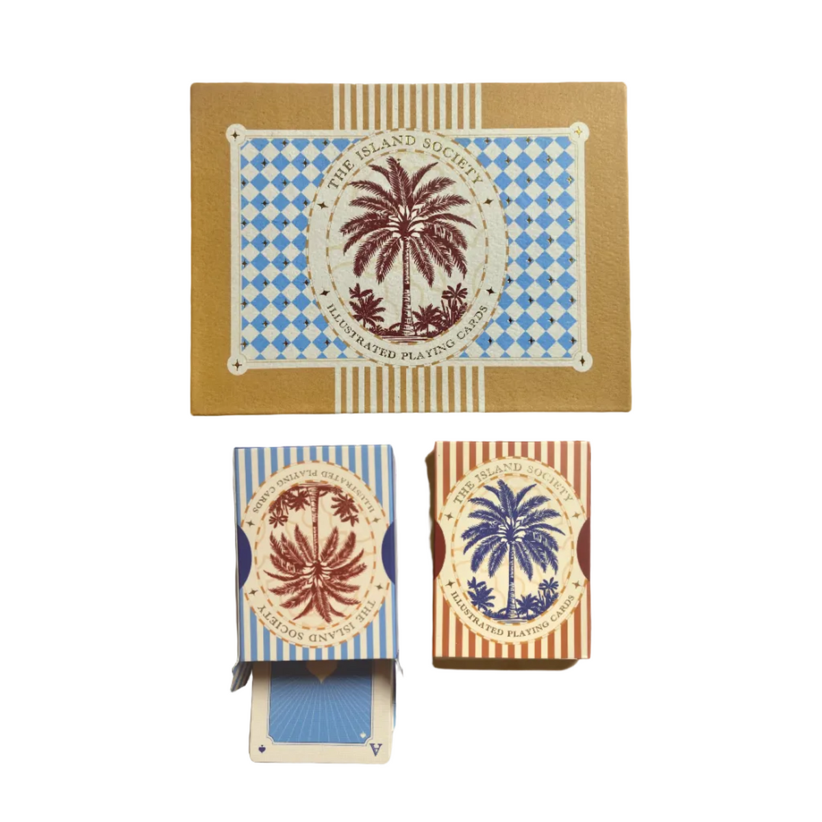 Luxury illustrated playing cards gift box — Illustrated playing cards styled as meaningful birthday gift