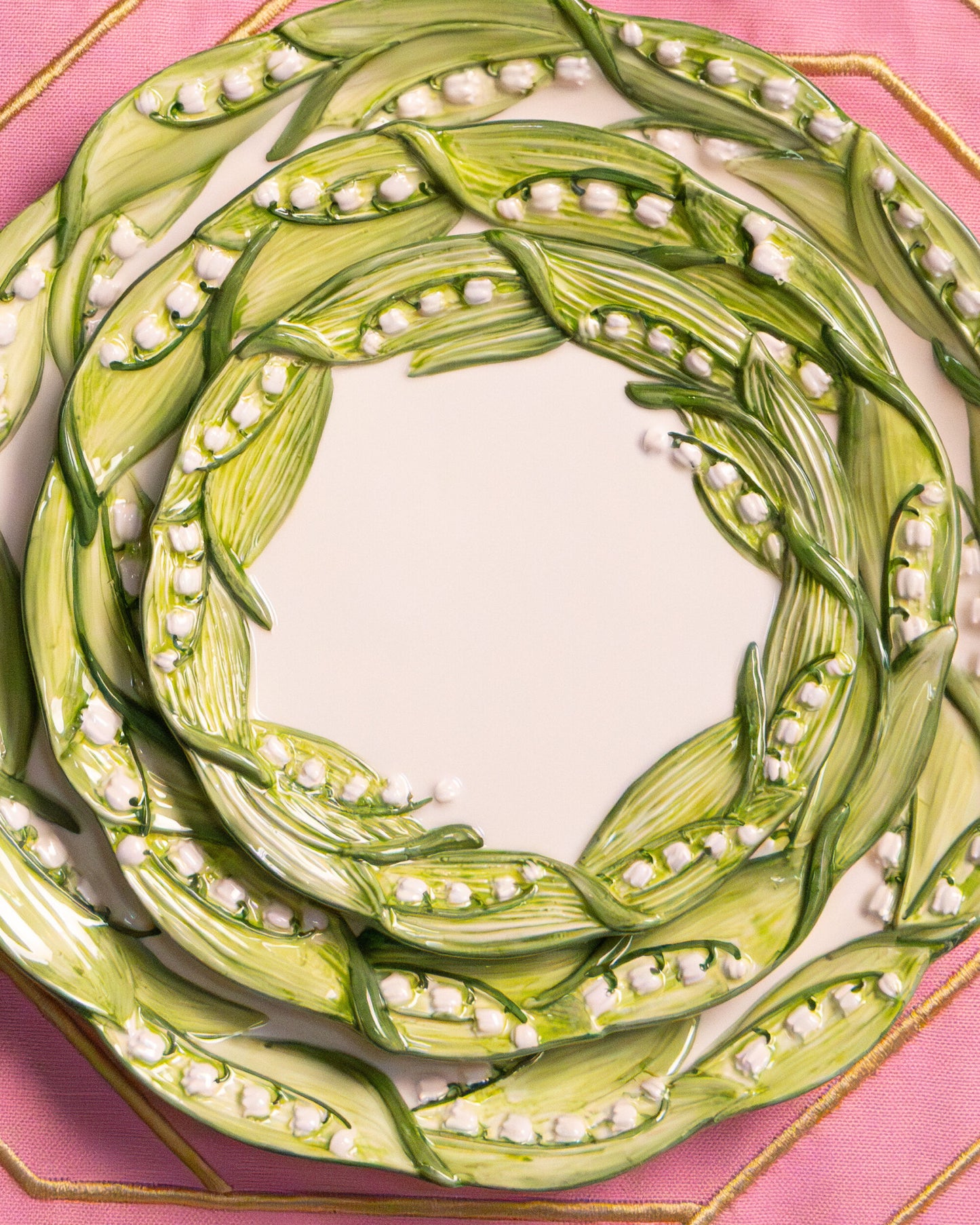 Lily of The Valley Hand-Painted Ceramic Plate - Set of 2