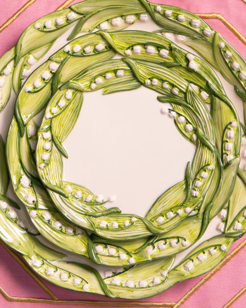 Lily of The Valley Hand-Painted Ceramic Plate - Set of 2