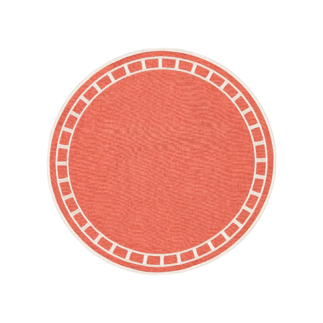 Placemat Marim, Terracotta with White