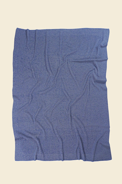 back side grey/blue knit blanket in merino wool and organic cotton
