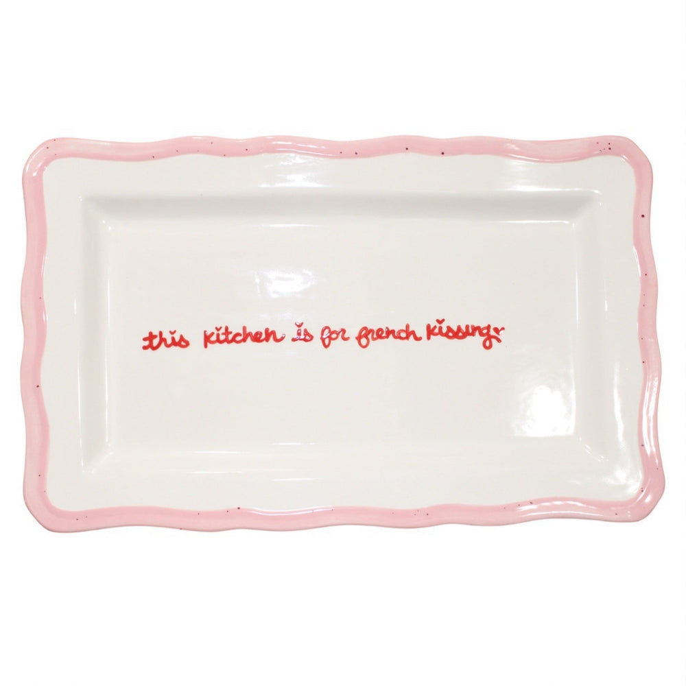 "This Kitchen Is for French Kissing” Scalloped Tray