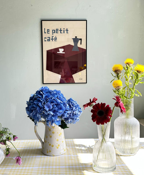Le Petit Cafe Original Quilted Artwork in Frame