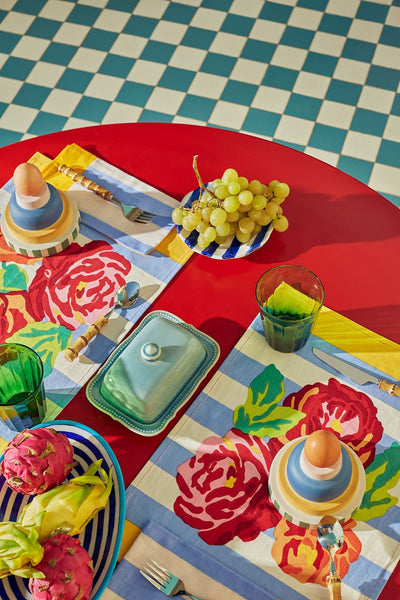 Cotton Placemat 35x48cmLa Veste X Lisa Corti Nizam Stripes Light Blue Natural