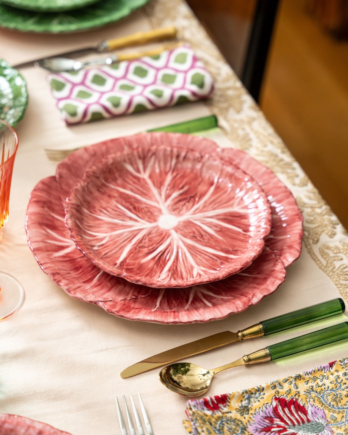 Pink Radicchio Hand-Painted Ceramic Dinner Plate