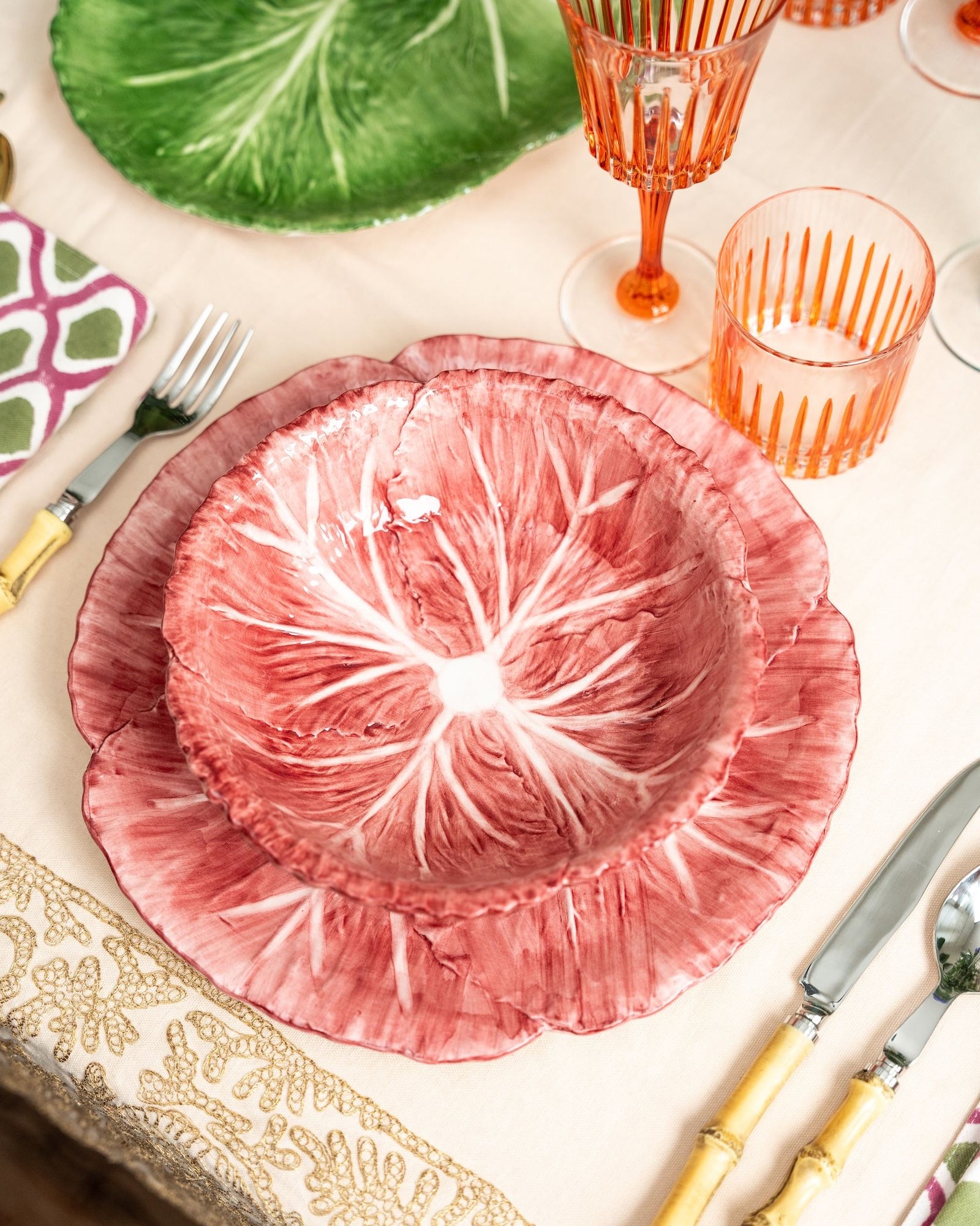 Pink Radicchio Hand-Painted Ceramic Pasta Bowl