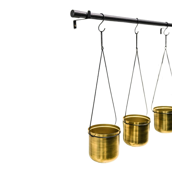 Linear Hanging Planters Black and Gold