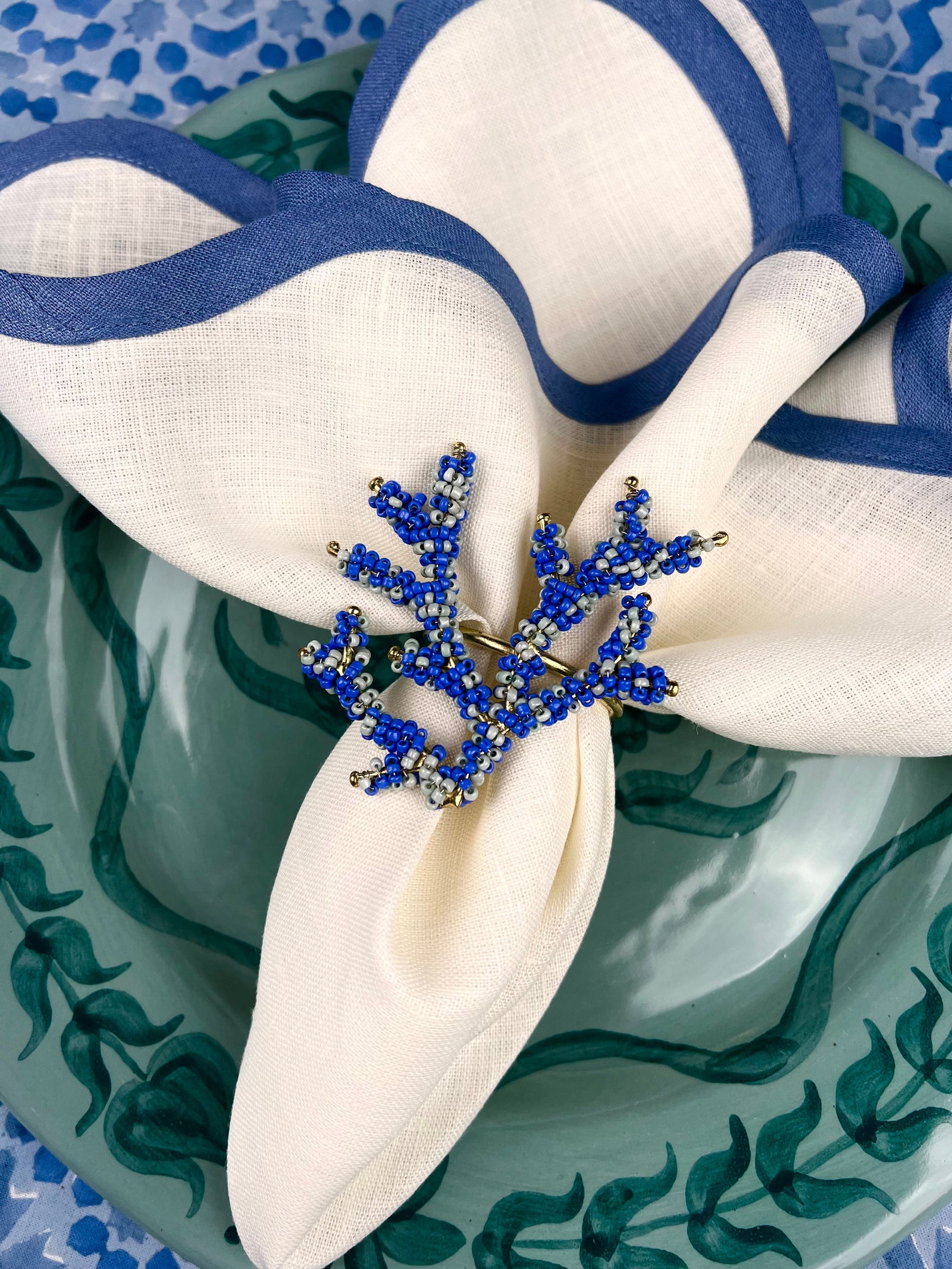 ’Sea Creatures’ Beaded Napkinrings - Ocean Blues (set of 4)