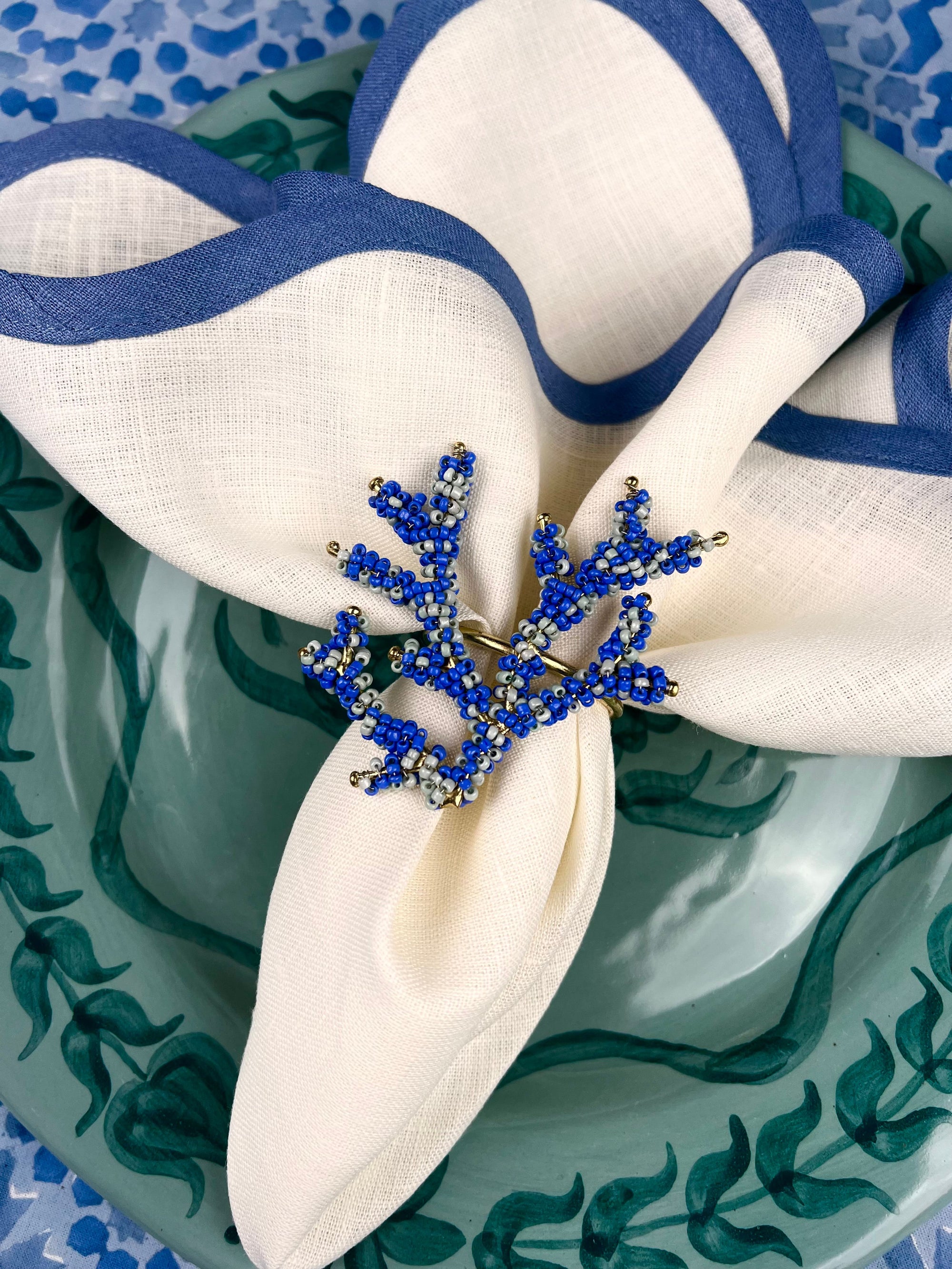 ’Sea Creatures’ Beaded Napkinrings - Ocean Blues (set of 4)