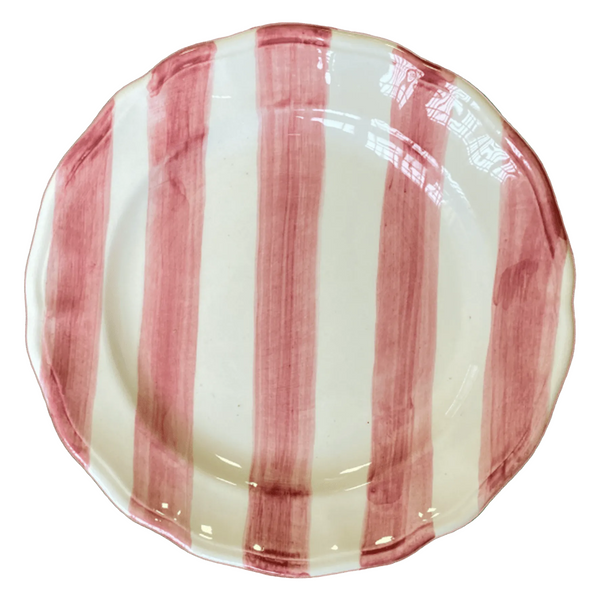 Set of Two Hand-Painted Ceramic Dessert Plate - Stripe Collection