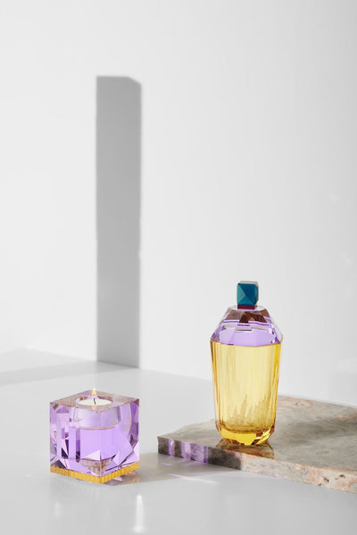 Ophelia T-Light Holder Purple & Yellow