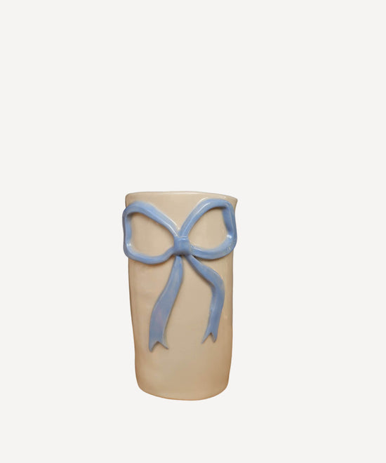 Blue Wobbly Bow Vase-Blue