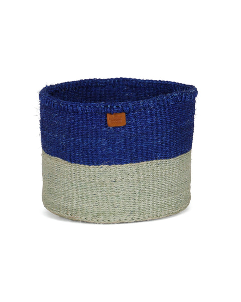 TIBA: True Blue and Sapling Green Colour Block Sisal Basket