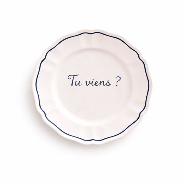 Sveva's Home "Tu viens?" Ceramic Scalloped Plate Set of 4