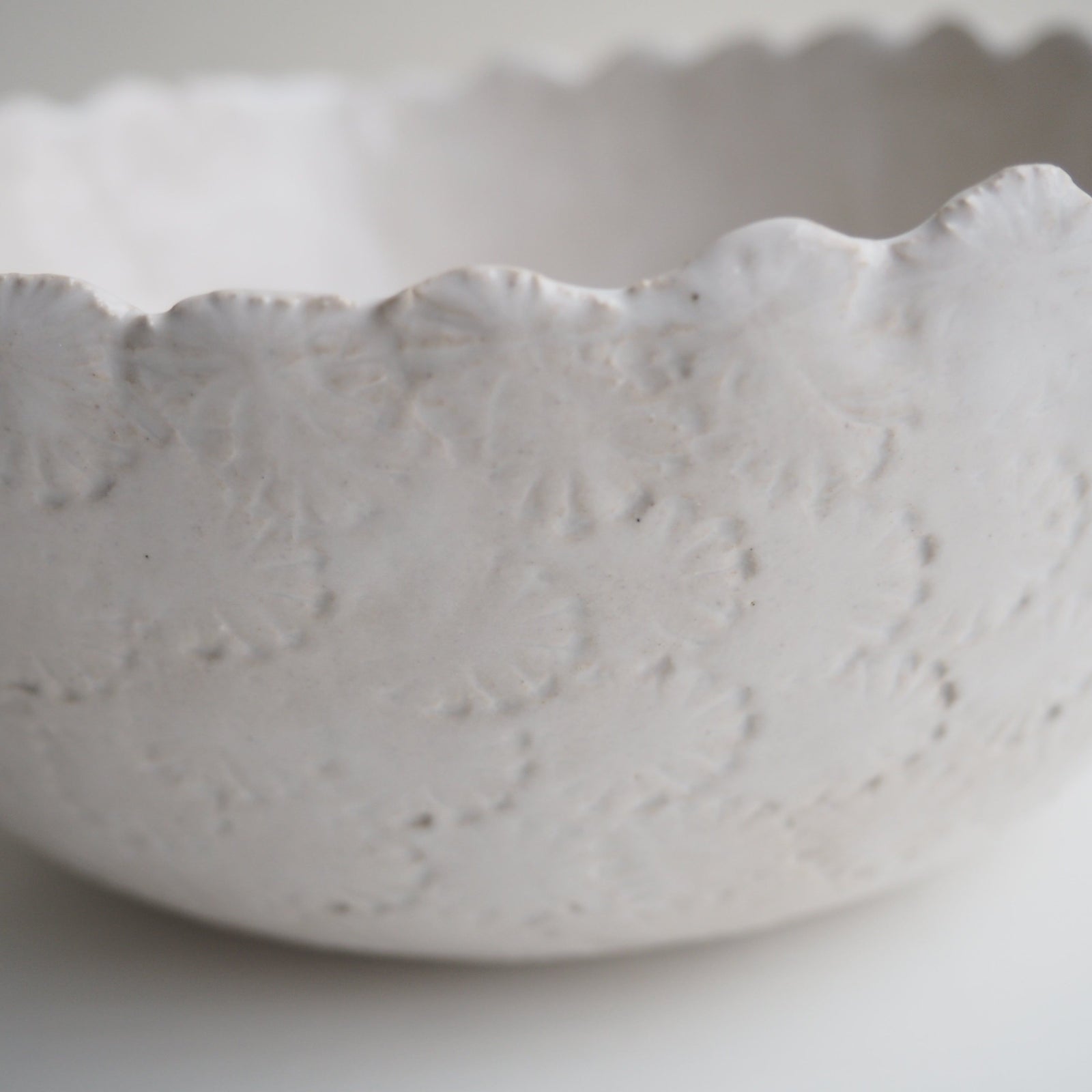 Handmade White Gloss Textural Ceramic Fruit Bowl
