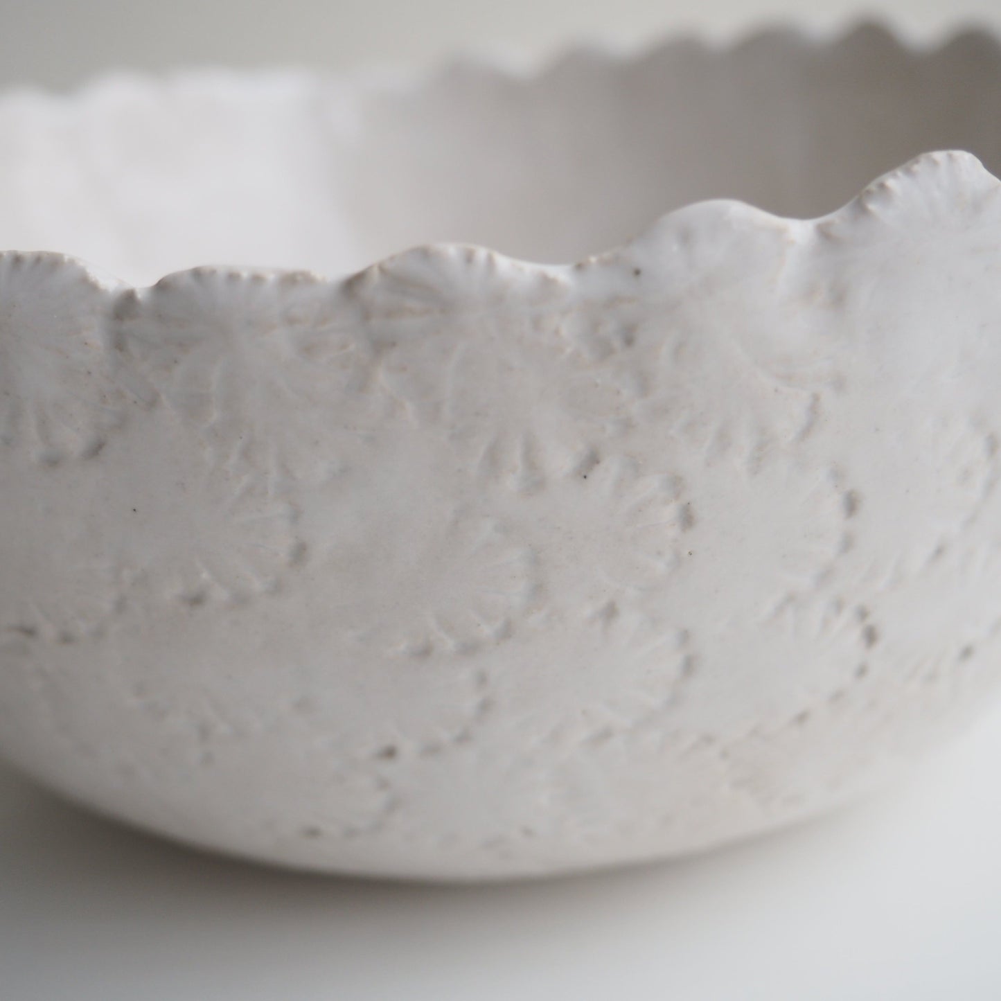 Handmade White Gloss Textural Ceramic Fruit Bowl