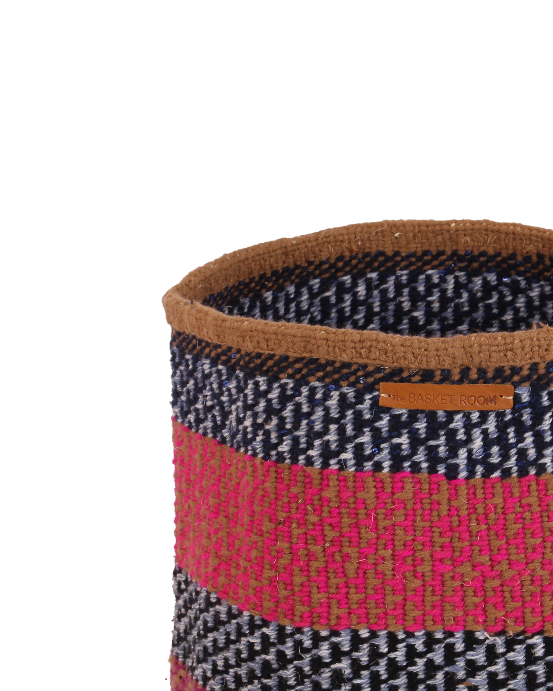SHAKA: Large Pink, Blue and Brown Wool Basket