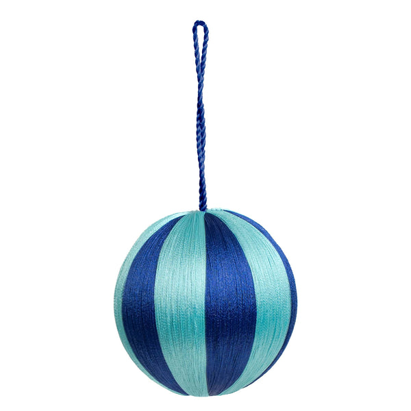 Stripe Baubles L 4" - Blue / Teal