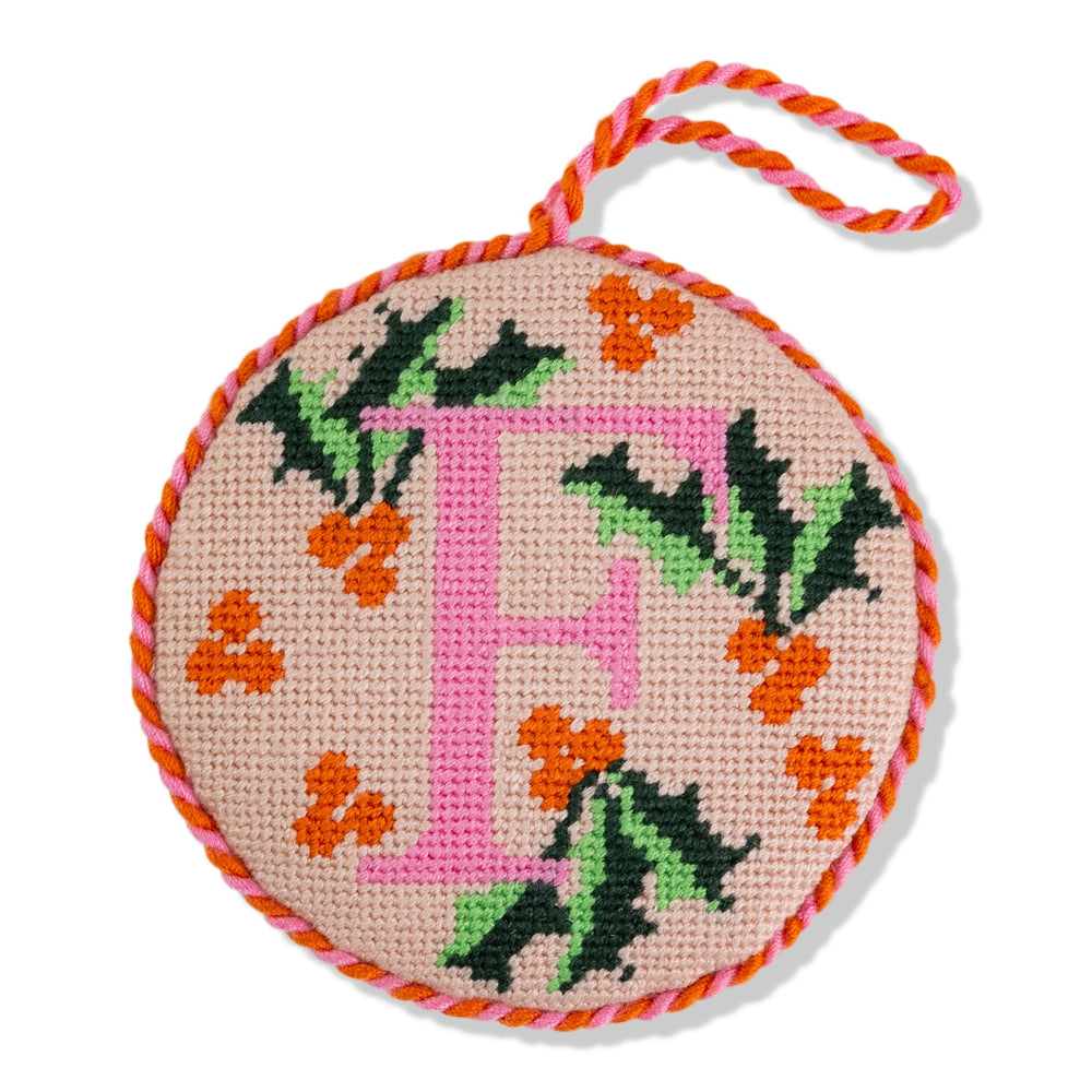 Needlepoint Monogram Ornament - F