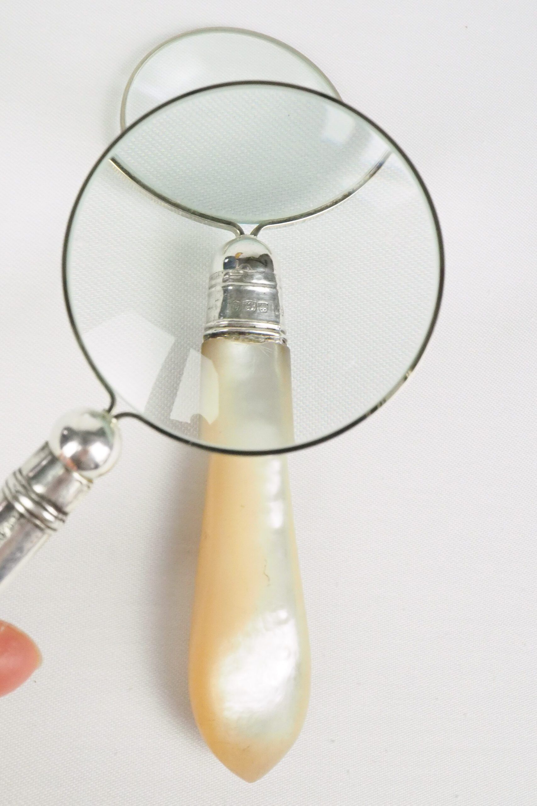Silver and Mother of Pearl Magnifying Glass