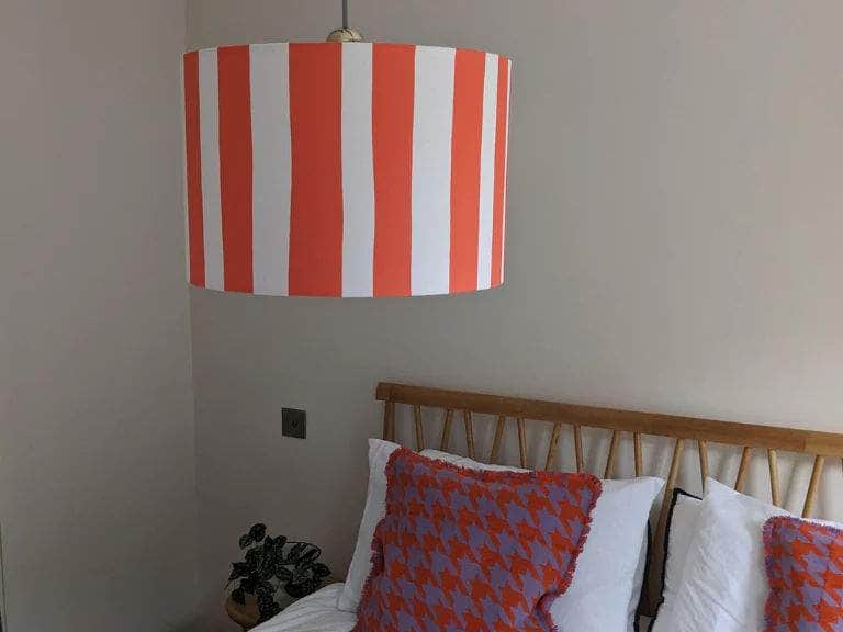 Peel orange & white stripe printed shade