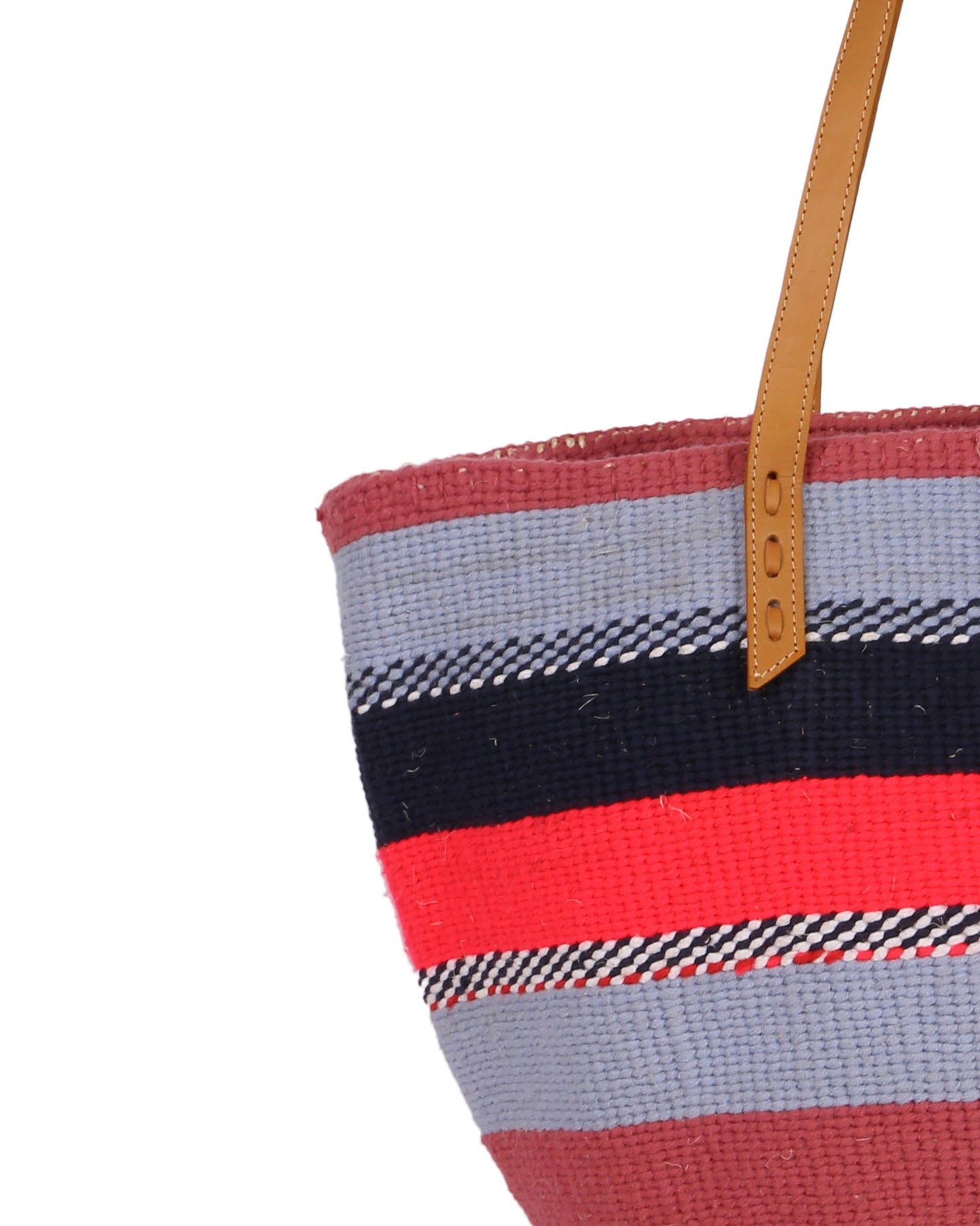 KASISI: Handwoven Pink, Blue and Black Wool Tote Bag