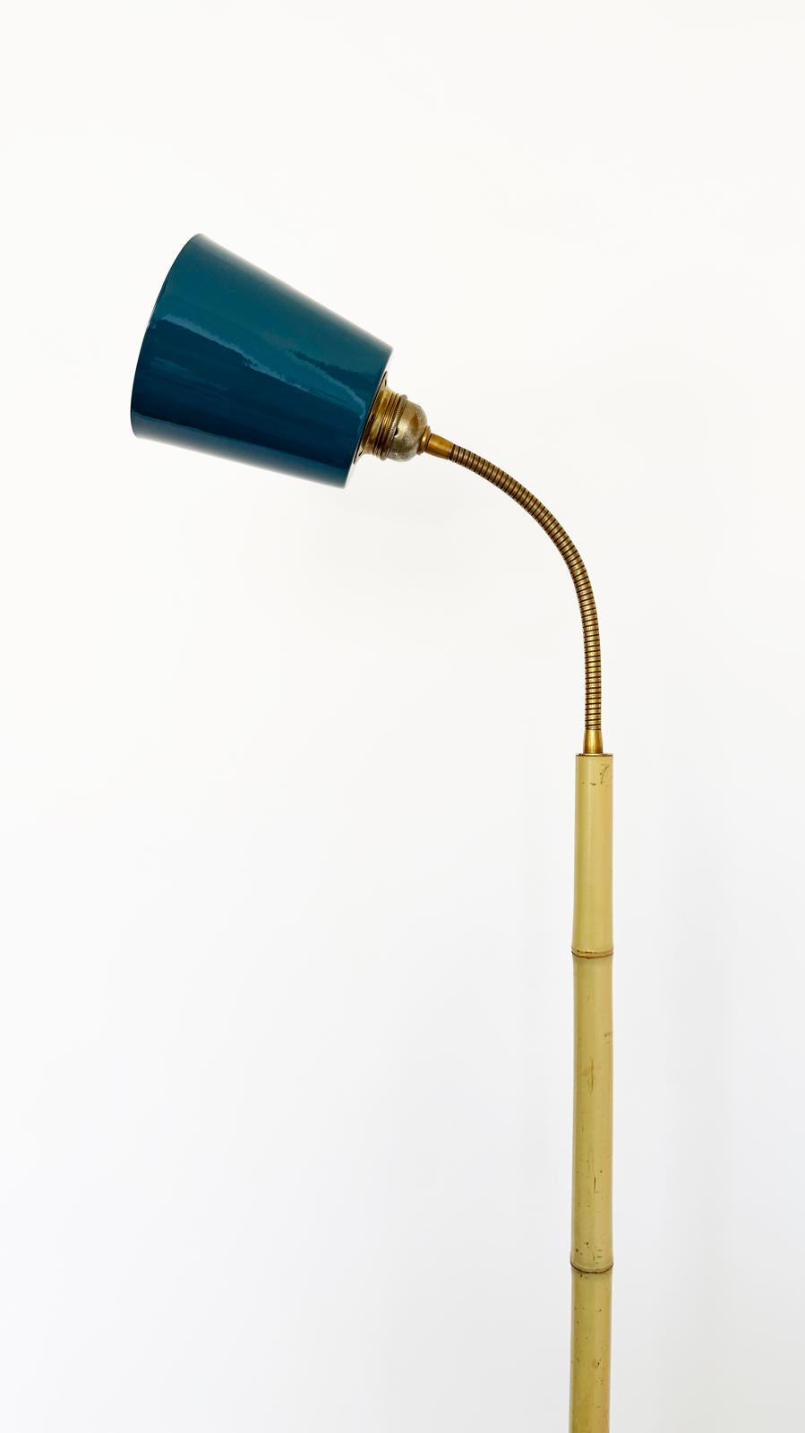 Bamboo and Terracotta Floor Lamp - Blue