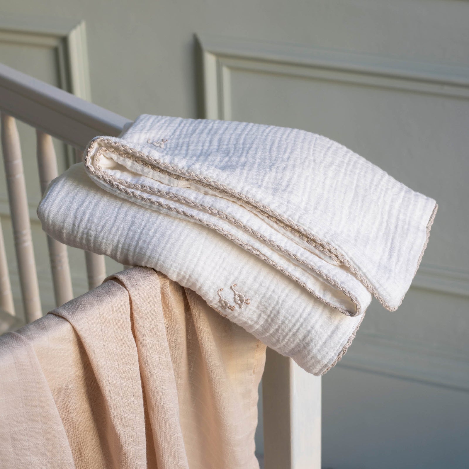 Embroidered Muslin Blanket - Little Farm