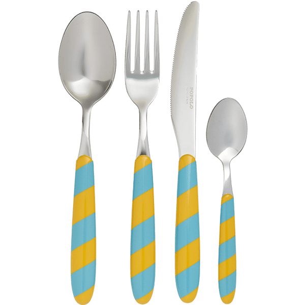 Cutlery Set of 4 Stripes Blue