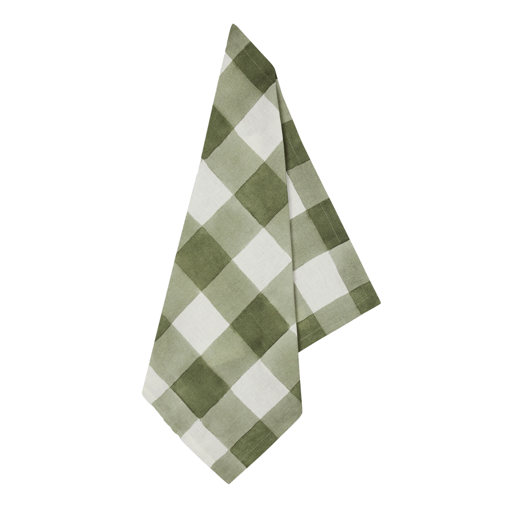 Green Gingham Napkins, Set of Four