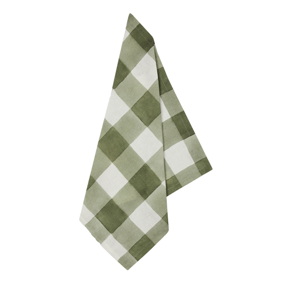 Green Gingham Napkins, Set of Four