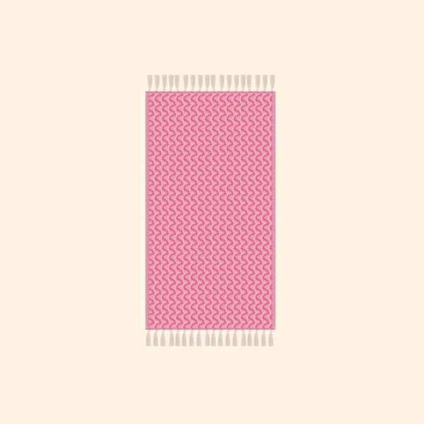Silent Ripple Pure Cotton Hand Towel In Dark Pink
