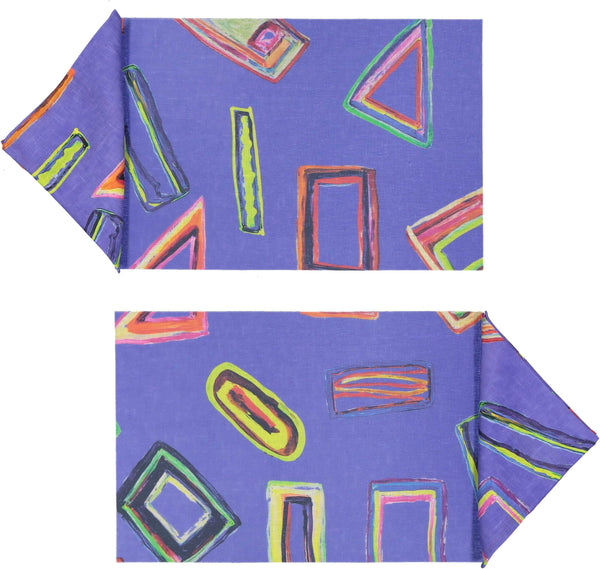 Space Shapes Rectangular Placemats and Small Napkins Set for 2
